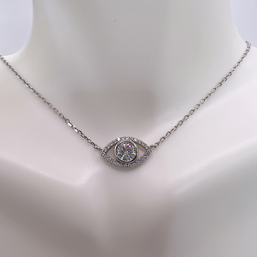 Evil eye diamond paved women’s necklace